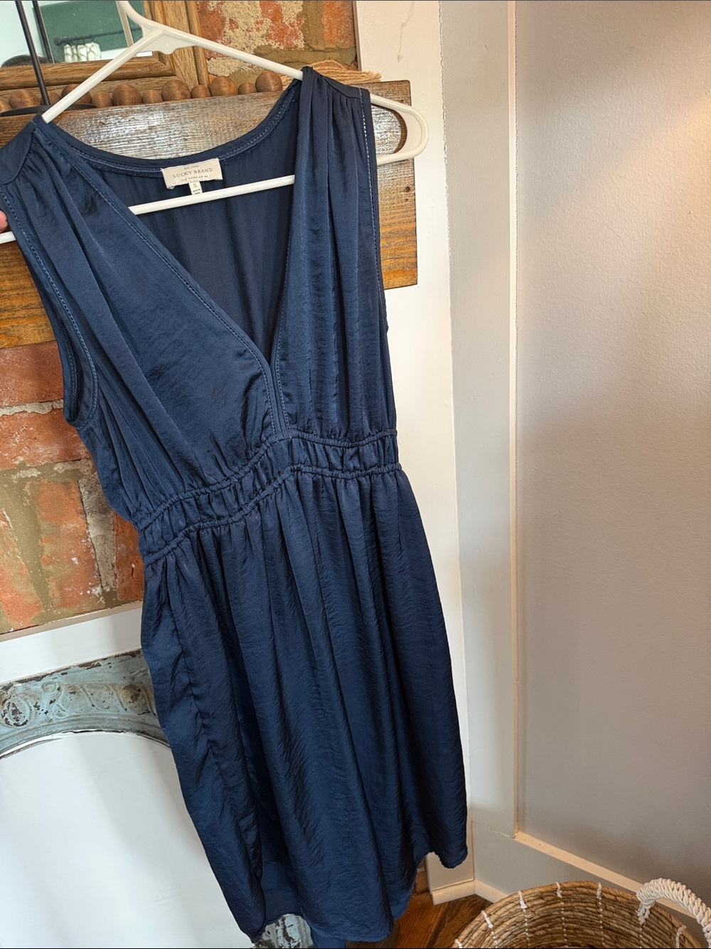 Lucky Brand Deep Navy V-Neck Sleeveless Midi Dress